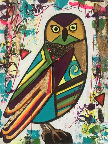 Owl Totem Buho (Protection) van Cinthya Picazo, Schilderij te koop op Singulart