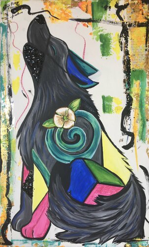 Baby wolf (Freedom) van Cinthya Picazo, Schilderij te koop op Singulart