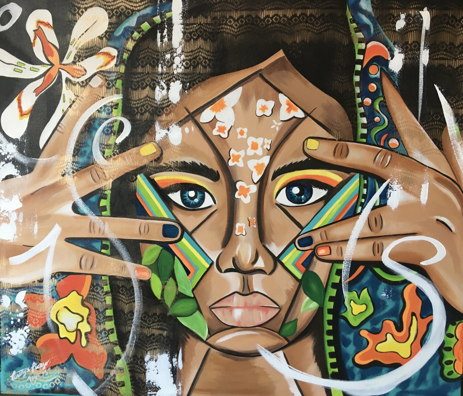 Into your eyes Cinthya Picazo Origineel schilderij te koop