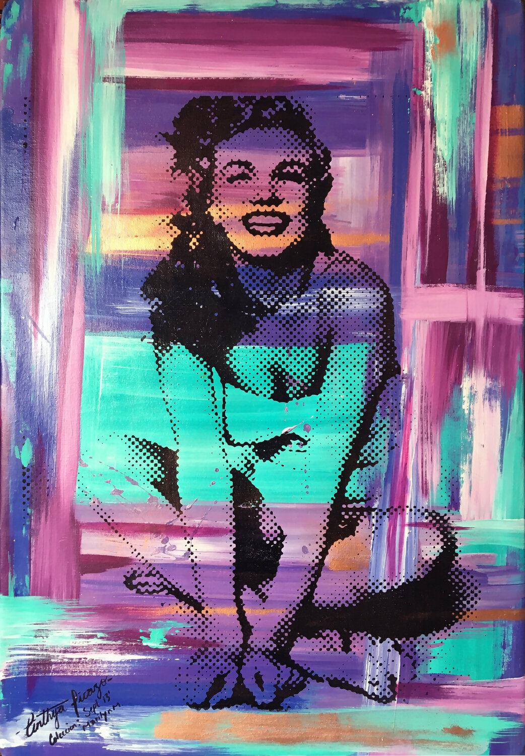 Marilyn Monroe Blue water Cinthya Picazo Impresión en venta