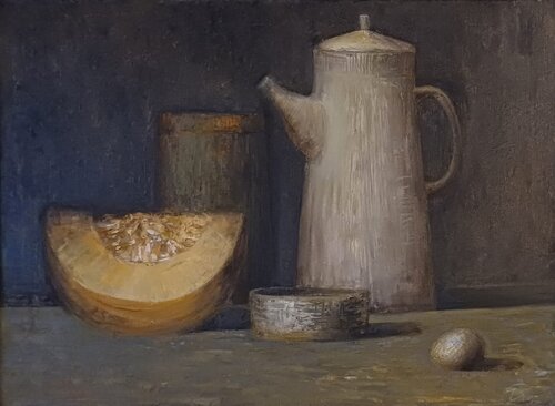 Still-life with pumpkin di Yaryna Shumska, Pittura in vendita su Singulart
