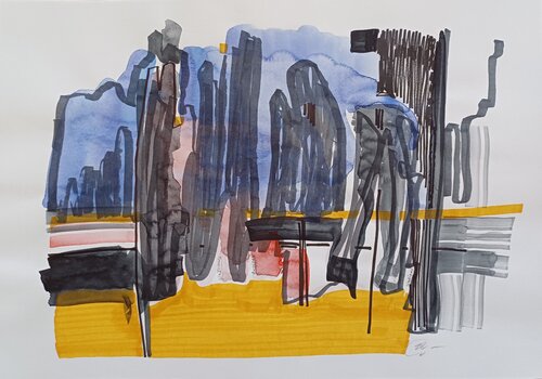 Abandoned landscape di Yaryna Shumska, Opera su carta in vendita su Singulart