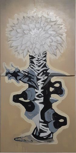 Post Industrial Flower di Brenda Barnum, Pittura in vendita su Singulart