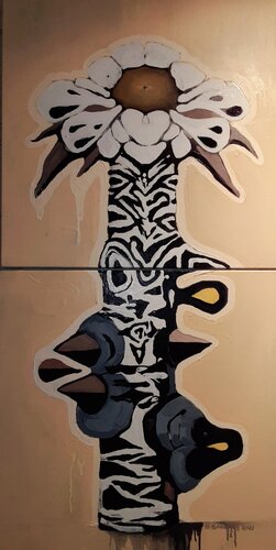 Post Industrial Flower / Lilly van Brenda Barnum, Schilderij te koop op Singulart