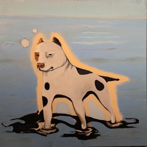 Lola / ghost dog van Brenda Barnum, Schilderij te koop op Singulart