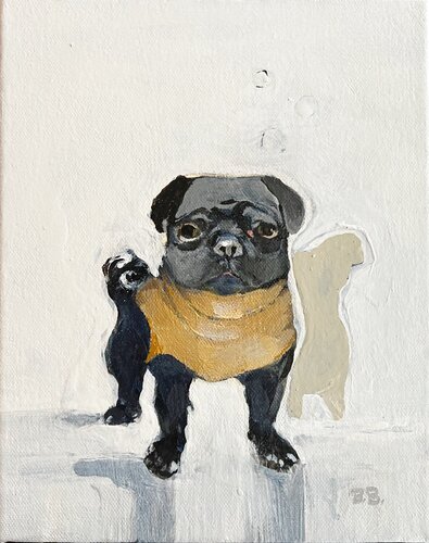 Bella Pug in Jumper von Brenda Barnum, Malerei kaufen auf Singulart