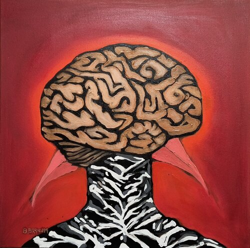 Fear of Red Brain - Chicago Portrait # 9 by Brenda Barnum, Painting for Sale on Singulart