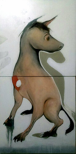 Dogs of the Americas  panel#1 di Brenda Barnum, Pittura in vendita su Singulart