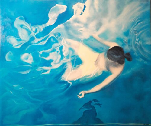 C'était comme voler dans les nuages ​​et nager dans le ciel de Katerina Hatzi, Pintura a la venta en Singulart