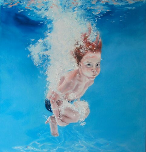 Water Games II by Katerina Hatzi, Painting for Sale on Singulart