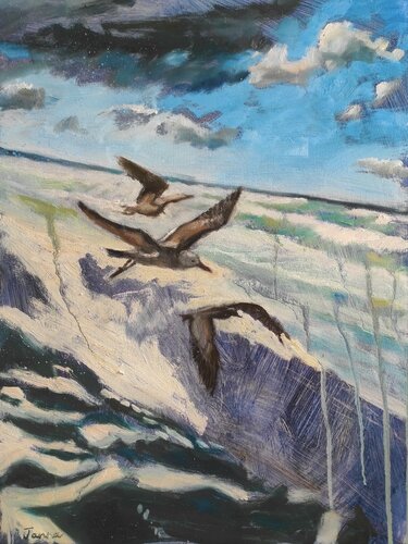 Flying Through Blue di Janna Prinsloo, Pittura in vendita su Singulart