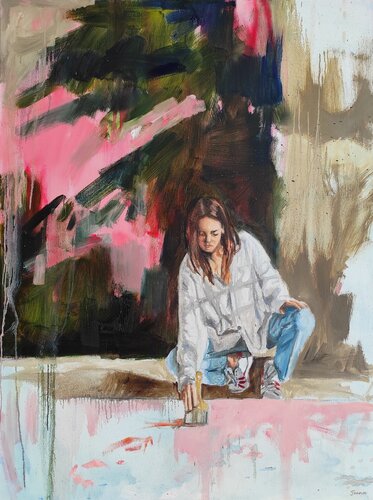 Painting with Pink di Janna Prinsloo, Pittura in vendita su Singulart