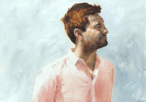 Man In Pink Shirt von Janna Prinsloo, Malerei kaufen auf Singulart