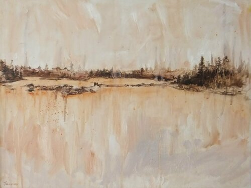 Trees by the Lake di Janna Prinsloo, Pittura in vendita su Singulart