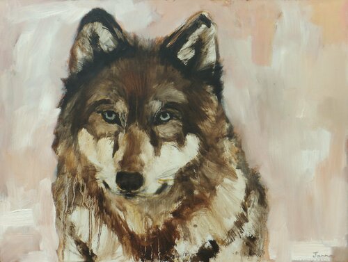 Brown Wolf di Janna Prinsloo, Pittura in vendita su Singulart