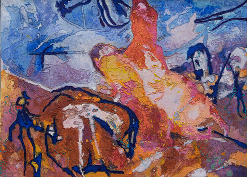 aus der Reihe: Lebhafte Visionen  | Gespräch der einmaligen seltenen Wesen von Erika Seywald, Malerei kaufen auf Singulart