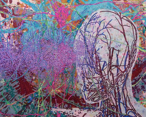 Neuronale Netzwerke - Die Weisung der Gedanken van Erika Seywald, Schilderij te koop op Singulart