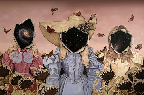 ★ LADIES IN SUNFLOWERS ★ van Maciej Rauch, Schilderij te koop op Singulart
