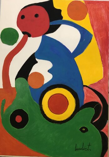 Femme avec chèvre von Mariam Mouliets, Malerei kaufen auf Singulart