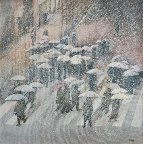 Noche de paraguas y nieve Tomás Castaño