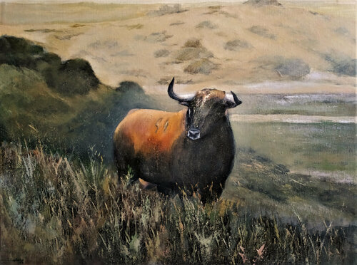 Toro bravo en el campo par Tomás Castaño, Peinture en vente sur Singulart
