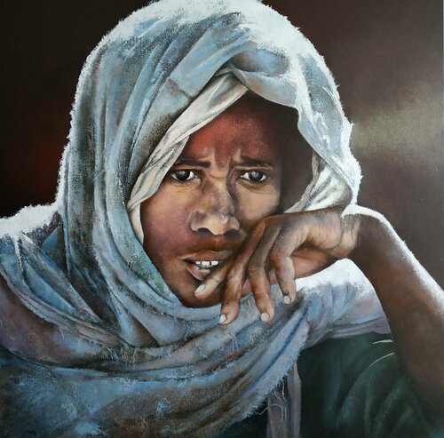 Mujer Etiope en actitud contemplativa von Tomás Castaño, Malerei kaufen auf Singulart