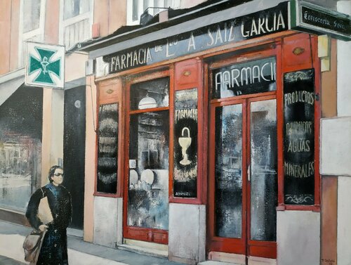 Farmacia A. Saiz- Madrid par Tomás Castaño, Peinture en vente sur Singulart