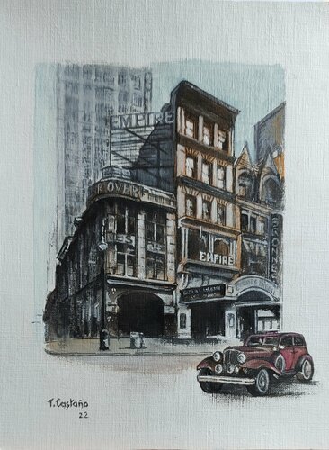 Empire Theatre-New York 1930 par Tomás Castaño, Œuvre sur papier en vente sur Singulart