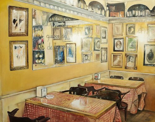 Comedor interior de la Republicana en Zaragoza by Tomás Castaño, 油畫 for Sale on Singulart