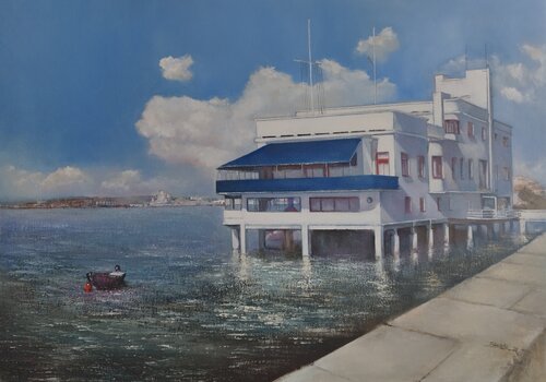 Real club marítimo de Santander par Tomás Castaño, Peinture en vente sur Singulart