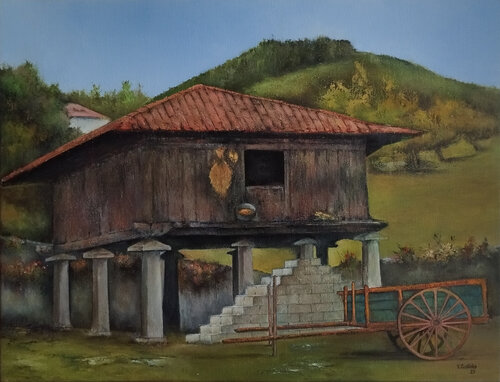 Hórreo asturiano by Tomás Castaño, Painting for Sale on Singulart