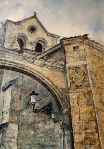 Iglesia de Frias- Burgos di Tomás Castaño, Pittura in vendita su Singulart