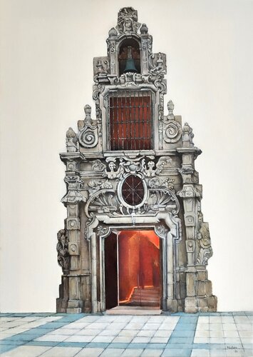 Capilla del Monte de Piedad en Madrid par Tomás Castaño, Peinture en vente sur Singulart