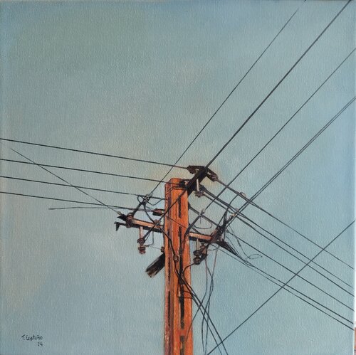 Cables y tensión en el cielo par Tomás Castaño, Peinture en vente sur Singulart