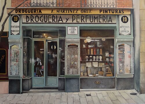 Drogueria E. Martínez Orúe-Madrid von Tomás Castaño, Malerei kaufen auf Singulart