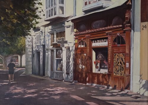 Farmacia del Espolón- Burgos by Tomás Castaño, Painting for Sale on Singulart