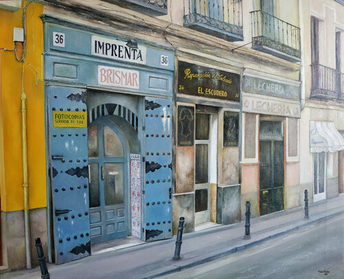 En la calle de los Tres Peces-Madrid di Tomás Castaño, Pittura in vendita su Singulart