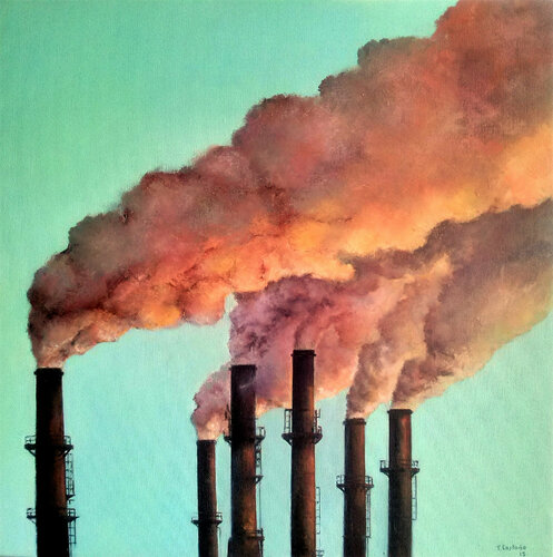 Contaminación en rojo par Tomás Castaño, Peinture en vente sur Singulart