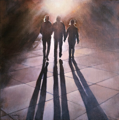 Caminando al atardecer van Tomás Castaño, Schilderij te koop op Singulart