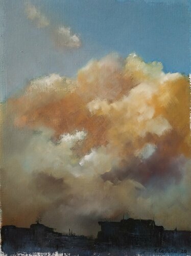 Atardecer en la ciudad de Tomás Castaño, Obra en papel a la venta en Singulart