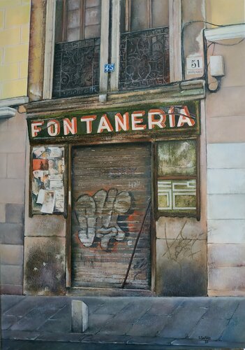 La antigua fontanería par Tomás Castaño, Peinture en vente sur Singulart