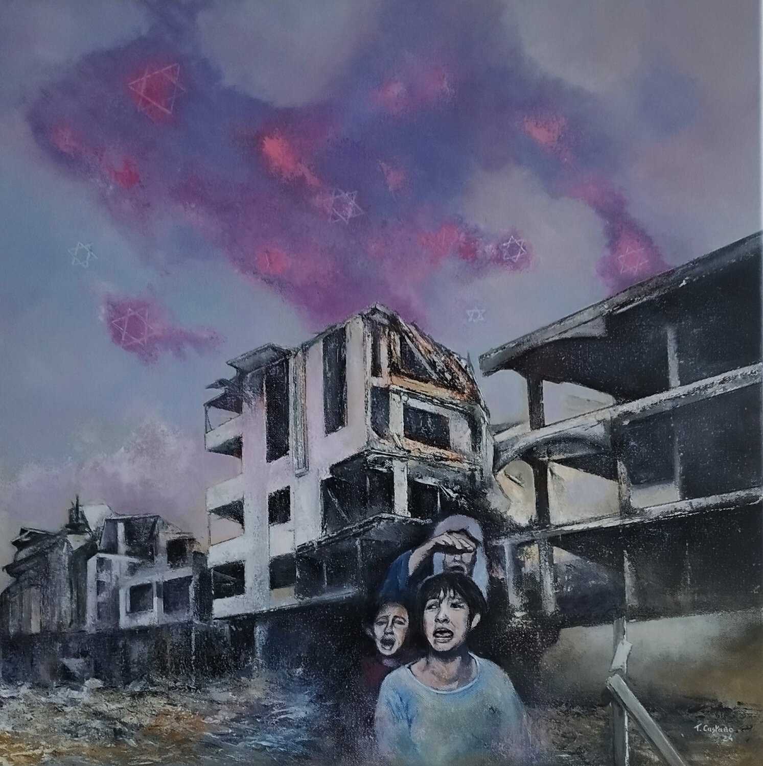 Gaza- Lluvia de estrellas Tomás Castaño Originalgemälde zu verkaufen