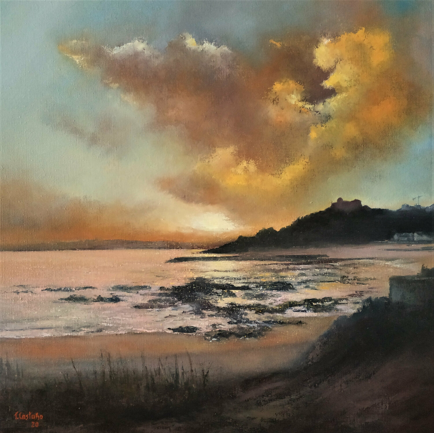 Atardecer desde la Playa de los Bikinis Tomás Castaño Originalgemälde zu verkaufen