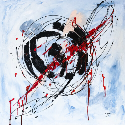 Le son de la musique - Hommage à Jackson Pollock | Œuvre Abstraite de la Clé de Sol Cristina Stefan