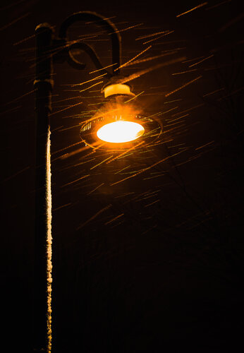 Lumière de rue sous la tempête de neige di Cristina Stefan, Fotografia in vendita su Singulart