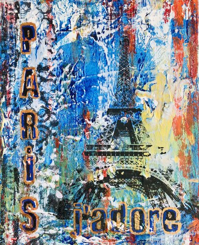 Paris, j’adore! et la tour Eiffel von Cristina Stefan, Malerei kaufen auf Singulart