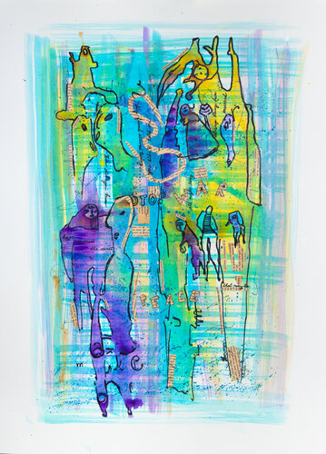 Petites discussions grands espoirs |  Little talks big hopes di Cristina Stefan, Opera su carta in vendita su Singulart