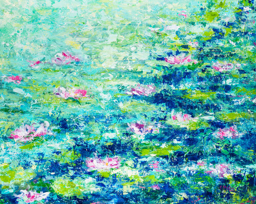 Étang aux nénuphars |  Water Lilies in a Pond di Cristina Stefan, Pittura in vendita su Singulart