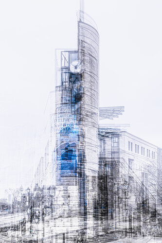 Musée Pointe-à-Callière, Montréal, Canada (sur papier aquarelle) van Cristina Stefan, Fotografie te koop op Singulart