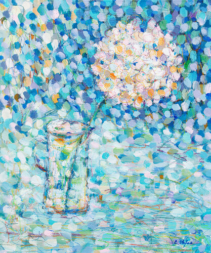 Hortensia, impressions pastel | Nature morte von Cristina Stefan, Malerei kaufen auf Singulart